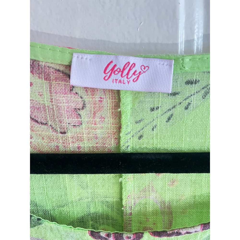 Yolly Made in Italy Green Floral 100% Cotton Boxy Tunic Top XL–1X Elbow Sleeve - Picture 3 of 10